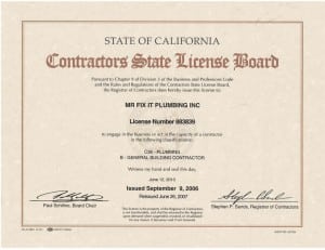 Long Beach Plumbers Contractors License