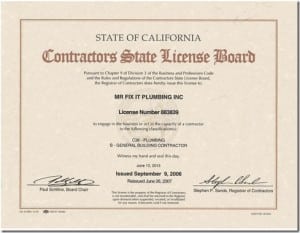 Long Beach Plumbers Contractors License